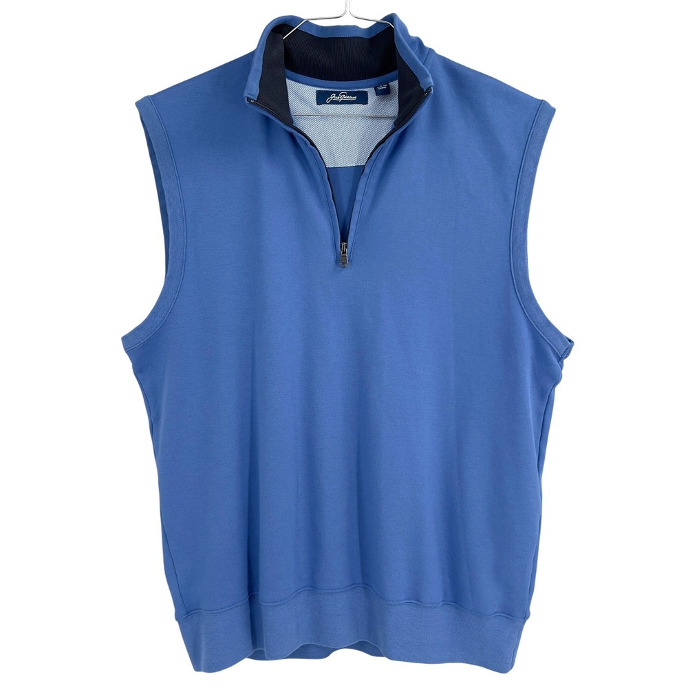 Jack Nicklaus Mens Quarter Zip Golf Vest‎ Periwinkle Blue 100% Cotton L